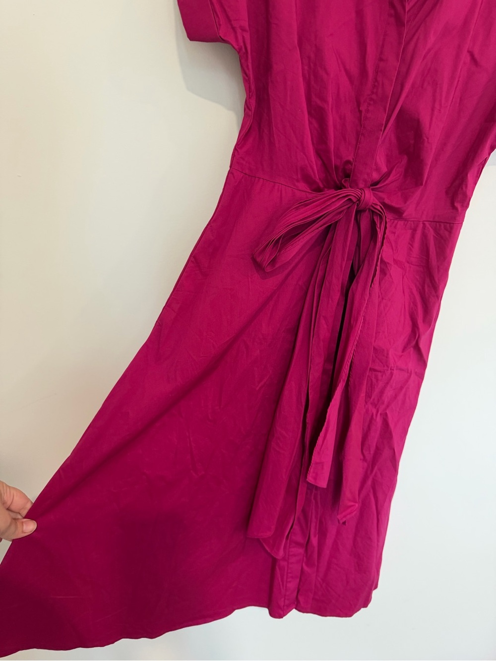 Lauren Ralph Lauren Fuchsia Shirtwaist Midi Dress with Tie Waist - Picture 3 of 5